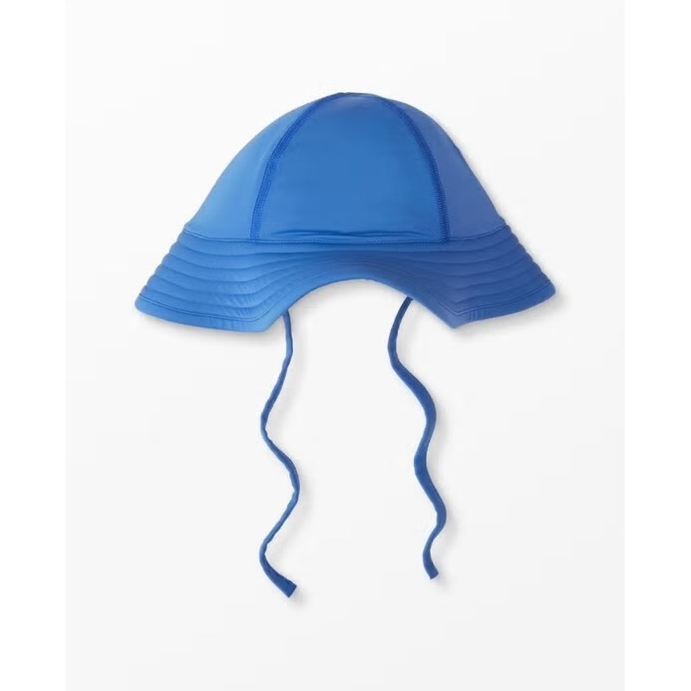 Hanna Andersson Kids Blue Swim Sun Hat Wide Brim Chin Ties Size S